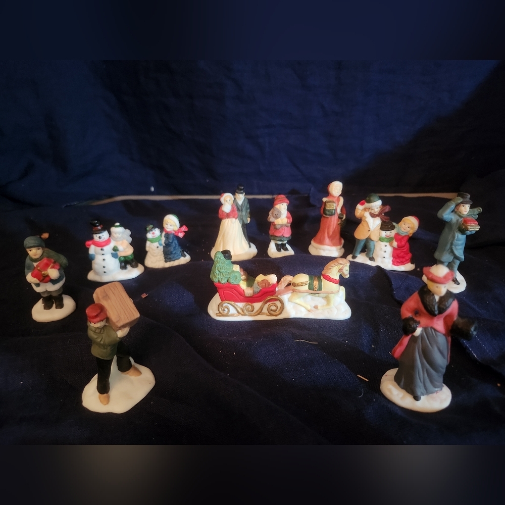 11 Ceramic Christmas Village Figurines